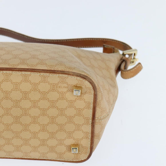 CELINE Macadam Canvas Shoulder Bag Beige Gold Auth bs30462