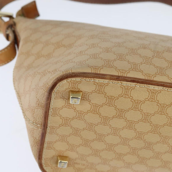 CELINE Macadam Canvas Umhängetasche Beige Gold Auth bs30462