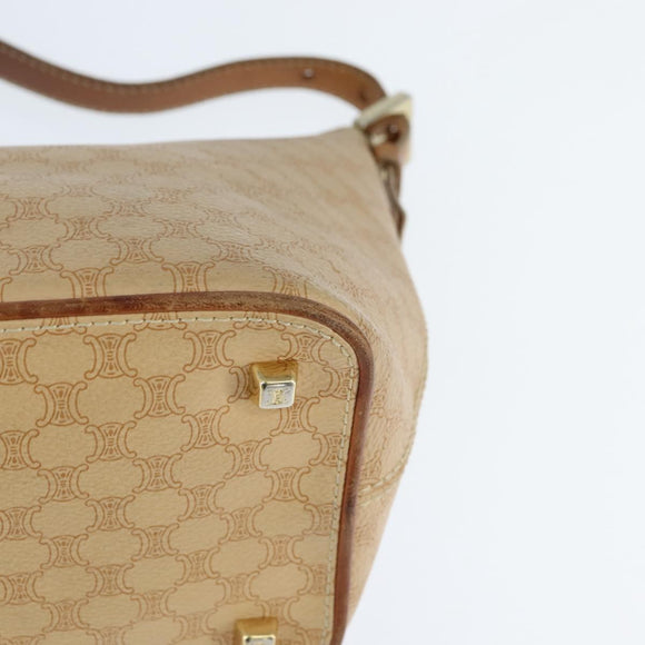 CELINE Macadam Canvas Umhängetasche Beige Gold Auth bs30462