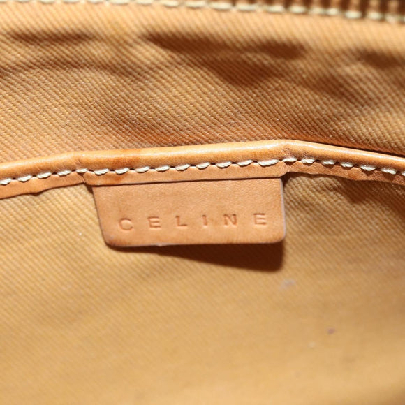CELINE Macadam Canvas Shoulder Bag Beige Gold Auth bs30462