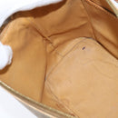 CELINE Macadam Canvas Shoulder Bag Beige Gold Auth bs30462-11