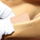 CELINE Macadam Canvas Shoulder Bag Beige Gold Auth bs30462-12