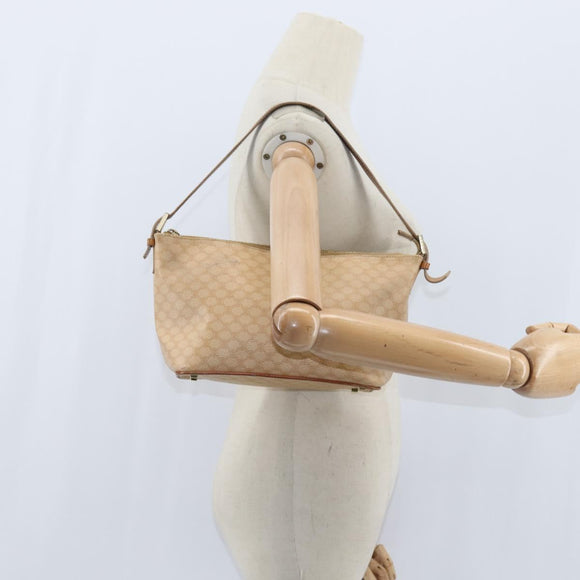 CELINE Macadam Canvas Shoulder Bag Beige Gold Auth bs30462