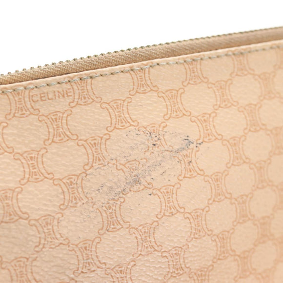 CELINE Macadam Canvas Umhängetasche Beige Gold Auth bs30462