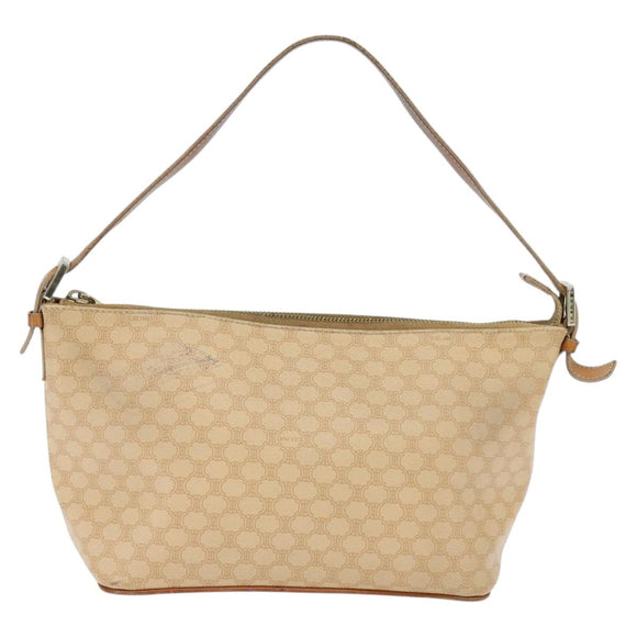 CELINE Macadam Canvas Umhängetasche Beige Gold Auth bs30462