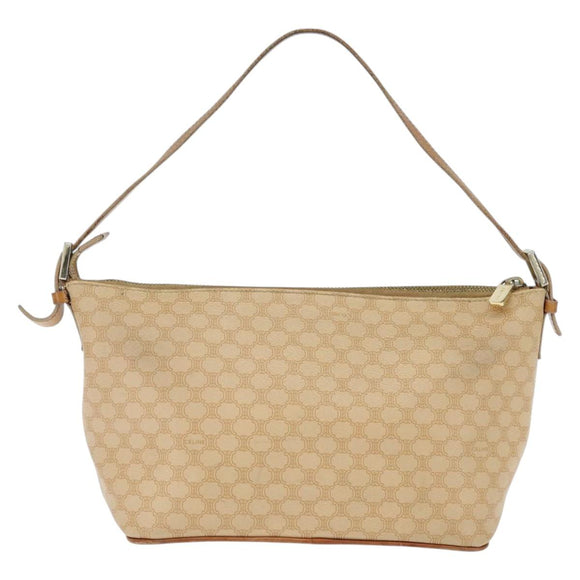 CELINE Macadam Canvas Umhängetasche Beige Gold Auth bs30462