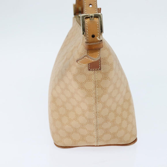 CELINE Macadam Canvas Shoulder Bag Beige Gold Auth bs30462