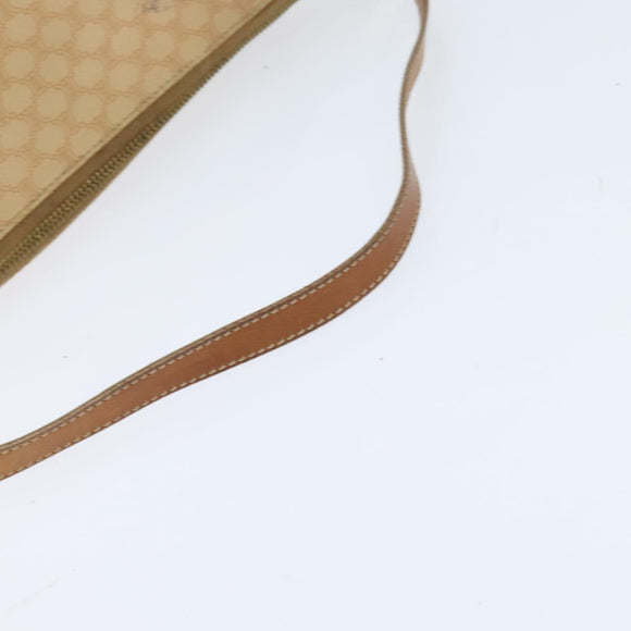CELINE Macadam Canvas Shoulder Bag Beige Gold Auth bs30462