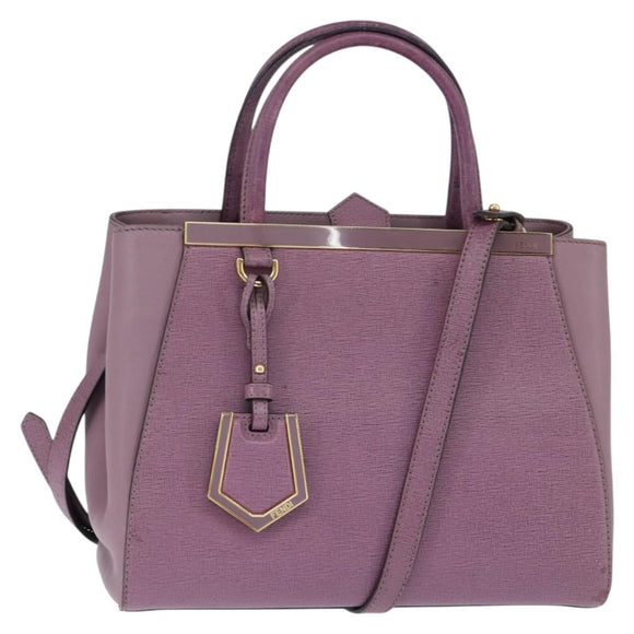 FENDI PETITE 2JOURS Handtas Leer Paars Goud Auth bs30463