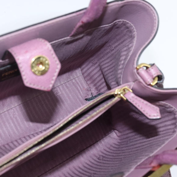 FENDI PETITE 2JOURS Handtas Leer Paars Goud Auth bs30463