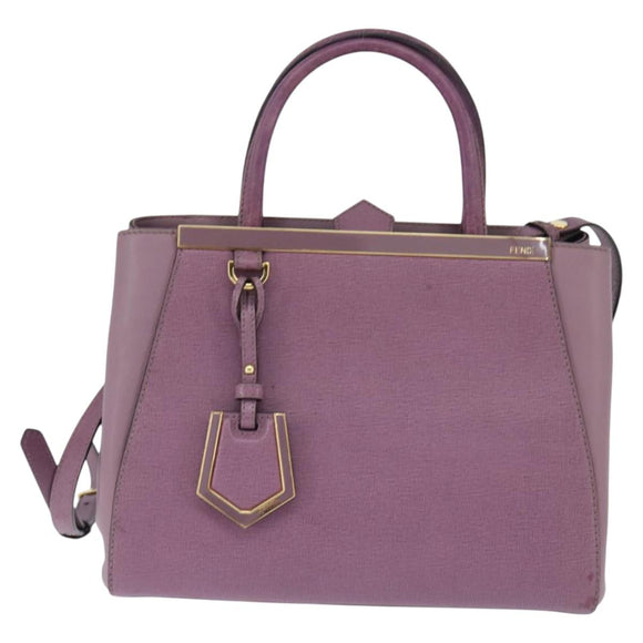 FENDI PETITE 2JOURS Handtas Leer Paars Goud Auth bs30463