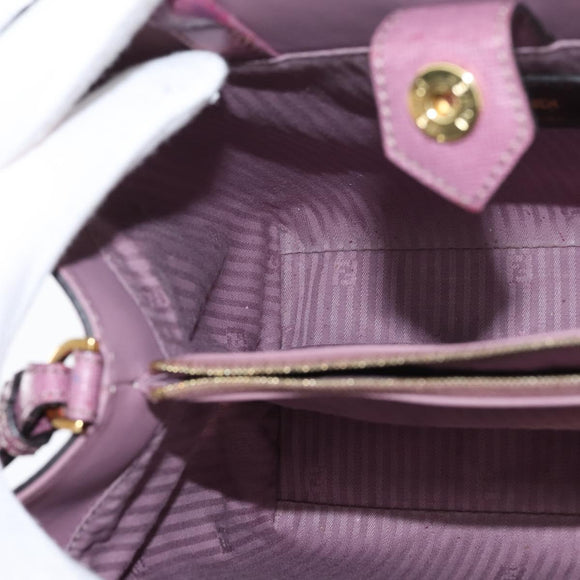 FENDI PETITE 2JOURS Handtas Leer Paars Goud Auth bs30463