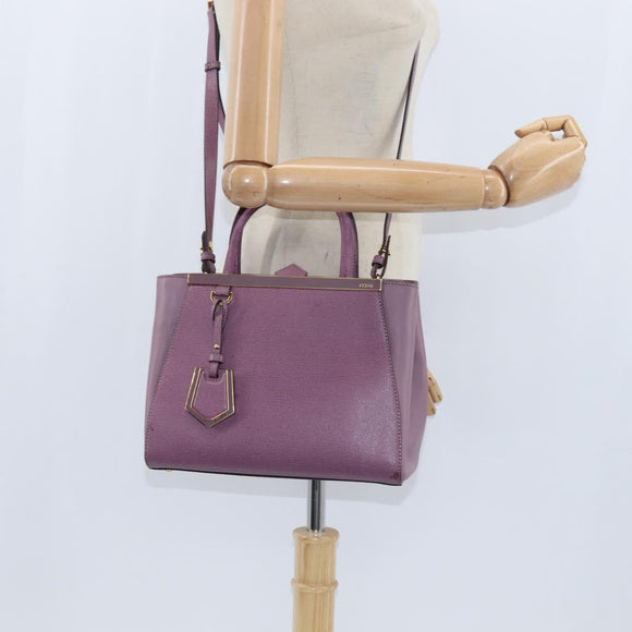 FENDI PETITE 2JOURS Hand Bag Leather Purple Gold Auth bs30463