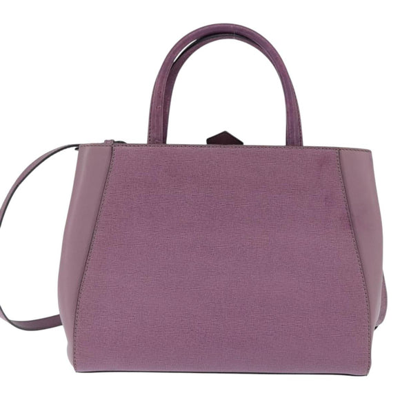 FENDI PETITE 2JOURS Hand Bag Leather Purple Gold Auth bs30463