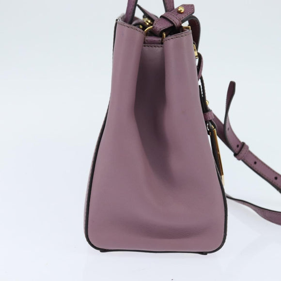 FENDI PETITE 2JOURS Hand Bag Leather Purple Gold Auth bs30463