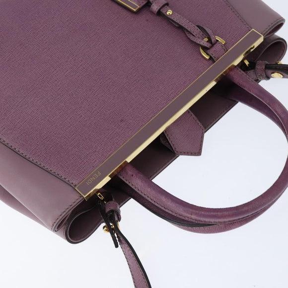 FENDI PETITE 2JOURS Handtas Leer Paars Goud Auth bs30463