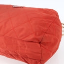 PRADA Chain Quilted Tote Bag Nylon Orange Gold Auth bs30467-9