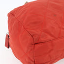PRADA Chain Quilted Tote Bag Nylon Orange Gold Auth bs30467-14