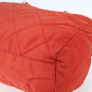 PRADA Chain Quilted Tote Bag Nylon Orange Gold Auth bs30467-15