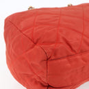 PRADA Chain Quilted Tote Bag Nylon Orange Gold Auth bs30467-16