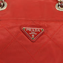 PRADA Chain Quilted Tote Bag Nylon Orange Gold Auth bs30467-17