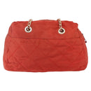PRADA Chain Quilted Tote Bag Nylon Orange Gold Auth bs30467-2