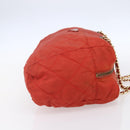PRADA Chain Quilted Tote Bag Nylon Orange Gold Auth bs30467-4