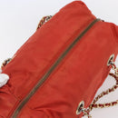 PRADA Chain Quilted Tote Bag Nylon Orange Gold Auth bs30467-6