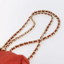 PRADA Chain Quilted Tote Bag Nylon Orange Gold Auth bs30467-8