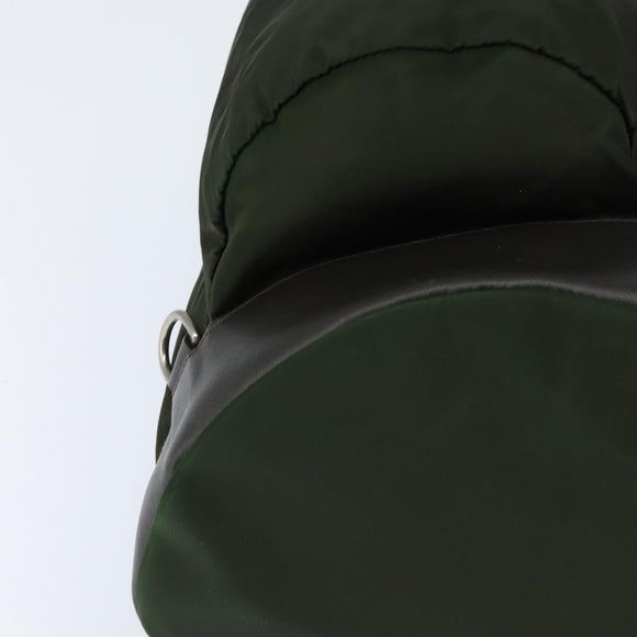 PRADA Backpack Nylon Leather Khaki Auth bs30468