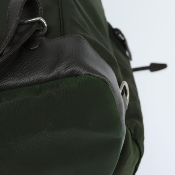 PRADA Backpack Nylon Leather Khaki Auth bs30468