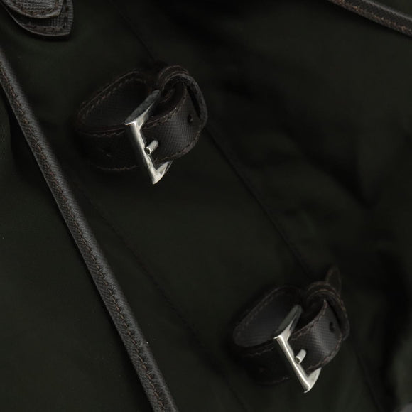 PRADA Backpack Nylon Leather Khaki Auth bs30468