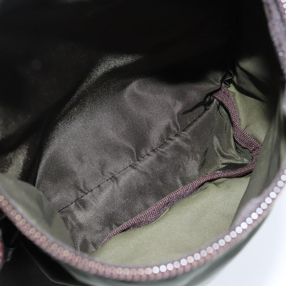 PRADA Backpack Nylon Leather Khaki Auth bs30468