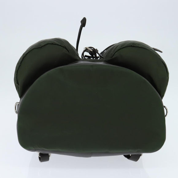 PRADA Backpack Nylon Leather Khaki Auth bs30468