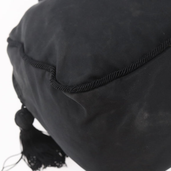 PRADA Beads Fringe Tote Bag Nylon Black Silver Auth bs30470