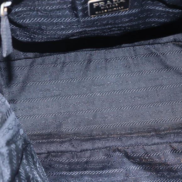 PRADA Beads Fringe Tote Bag Nylon Black Silver Auth bs30470