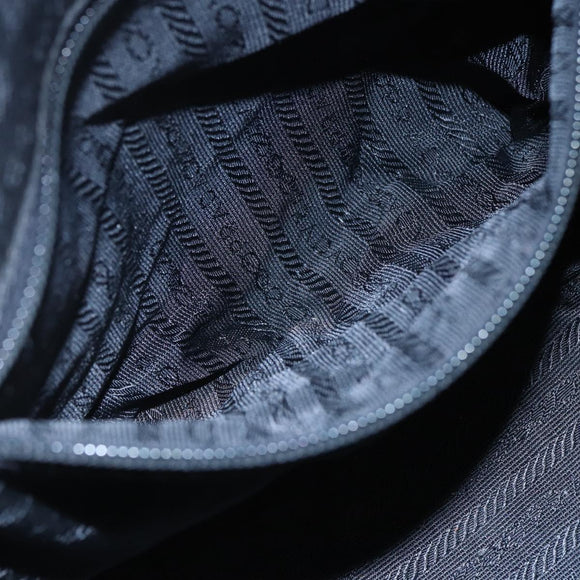 PRADA Beads Fringe Tote Bag Nylon Black Silver Auth bs30470