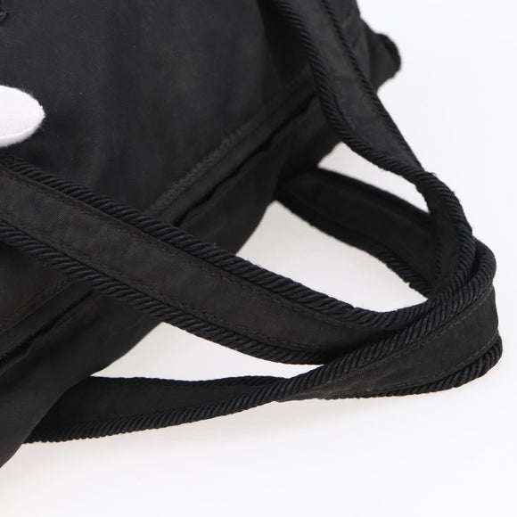 PRADA Beads Fringe Tote Bag Nylon Black Silver Auth bs30470