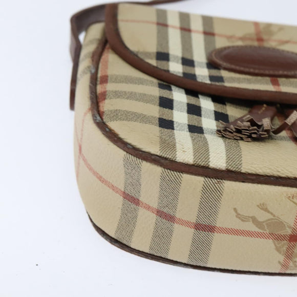 Burberrys Nova Check Shoulder Bag PVC Beige Gold Auth bs30473