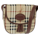 Burberrys Nova Check Shoulder Bag PVC Beige Gold Auth bs30473-1