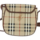 Burberrys Nova Check Shoulder Bag PVC Beige Gold Auth bs30473-2