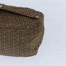 FENDI Zucchino Canvas Shoulder Bag Nylon Beige Gold Auth bs30474-10