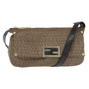 FENDI Zucchino Canvas Shoulder Bag Nylon Beige Gold Auth bs30474-1