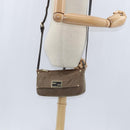 FENDI Zucchino Canvas Shoulder Bag Nylon Beige Gold Auth bs30474-22