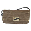 FENDI Zucchino Canvas Shoulder Bag Nylon Beige Gold Auth bs30474-13