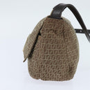 FENDI Zucchino Canvas Shoulder Bag Nylon Beige Gold Auth bs30474-3