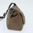 FENDI Zucchino Canvas Shoulder Bag Nylon Beige Gold Auth bs30474-4
