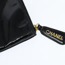 CHANEL Briefcase Patent leather Black Gold CC Auth bs30475-16