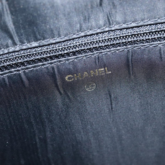 CHANEL Briefcase Patent leather Black Gold CC Auth bs30475