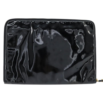 CHANEL Briefcase Patent leather Black Gold CC Auth bs30475 - 0